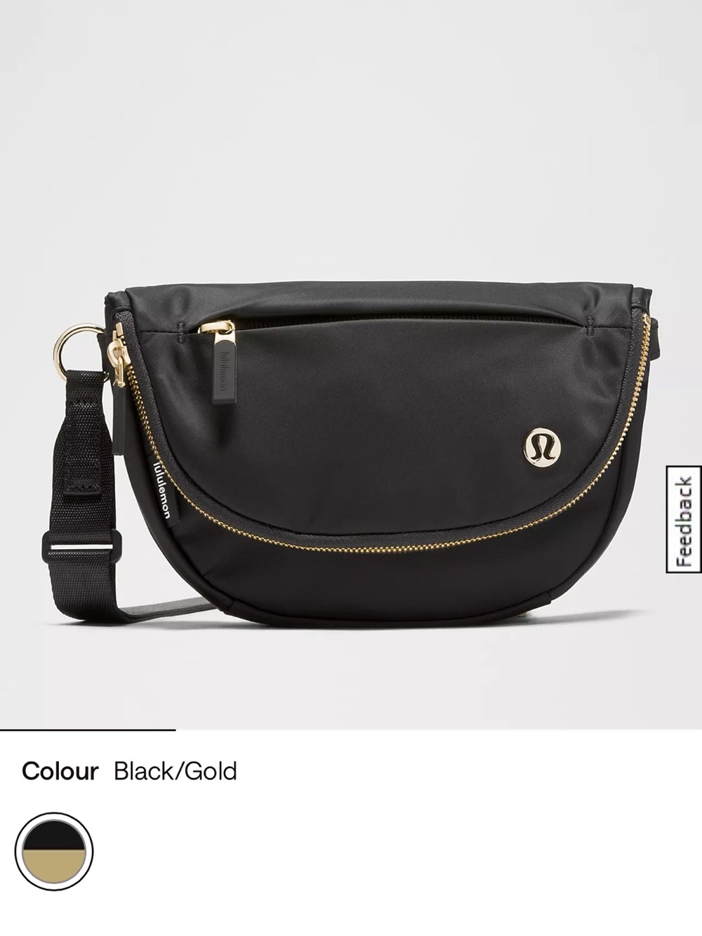 lululemon athletica Black with Gold Accent Crossbody Belt Bag